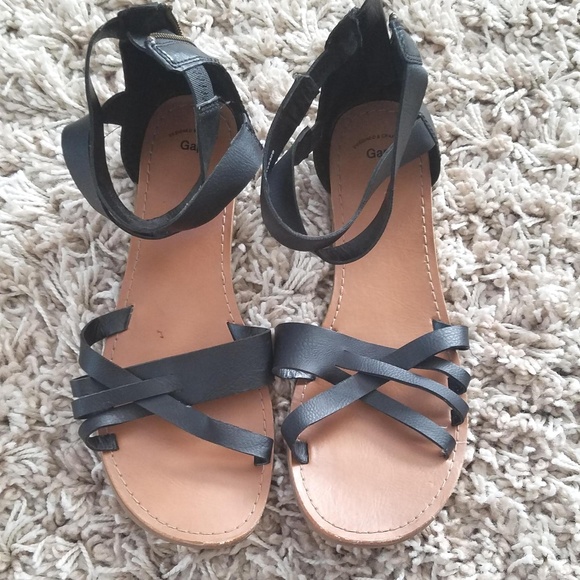 GAP | Shoes | Gap Strappy Black Sandals With Zipper Back | Poshmark